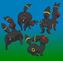 1boy anus big_balls feral gradient_background male male_only nintendo parumpi penis pokemon pokemon_(species) pokemon_gsc presenting presenting_hindquarters raised_tail red_sclera simple_background solo testicles umbreon