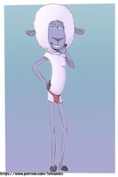 anthro bovid bulge caprine clothing eddie_noodleman fuf genital_outline hi_res illumination_entertainment male male_only mammal penis_outline sheep sing_(movie) solo speedo swimwear