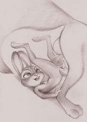 3_toes animal_genitalia animal_penis anthro anthro_on_anthro anthro_penetrated anthro_penetrating anthro_penetrating_anthro anus balls big_dom_small_sub buckteeth canid canine canine_penis dipstick_ears disney duo female female_penetrated flat_chest flat_chested fox fuchs genitals half-closed_eyes hi_res judy_hopps knot lagomorph large_insertion larger_male leporid looking_pleasured male male_penetrating male_penetrating_female mammal monochrome multicolored_ears narrowed_eyes nick_wilde nude open_mouth penetration penis rabbit reverse_piledriver_position sex shoulder_stand size_difference smaller_female smaller_penetrated soles straight teeth toes traditional_media_(artwork) vaginal_penetration zootopia