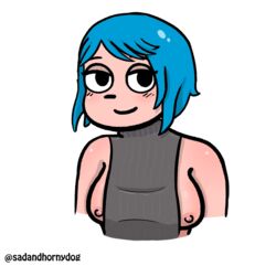 blue_hair ramona_flowers sadandhornydog scott_pilgrim sweater