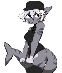 1girls 2d 2d_(artwork) 2d_artwork animal_humanoid anthro ass baseball_cap black_baseball_cap black_bodysuit black_cap black_clothing black_hat black_thighhighs bodysuit breasts cap digital_drawing_(artwork) female furry ghostbacon grey_skin hat humanoid markings medium_breasts roblox roblox_avatar robloxian self_upload shark shark_girl shark_tail short_hair standing tail thighhighs thighs tight_clothing white_shirt yiff