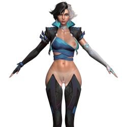 1girls breasts breasts_out female female_only kinkycat3d luna_snow luna_snow_(marvel_rivals) marvel marvel_comics marvel_rivals model t-pose thick_thighs