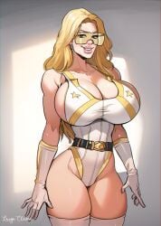 1girls 2d artist_name artist_signature belt big_ass big_breasts bimbo bimbo_body blonde_hair celebrity cleavage cosplay earrings enhanced_breasts fake_breasts female female_only glasses gloves happy hourglass_figure huge_breasts jazmyne_day lasgaclaven long_hair looking_at_viewer real_person revealing_clothes seductive_smile sideboob skin_tight skindentation skinny slim_waist smile solo solo_female solo_focus starlight_(the_boys) superheroine the_boys thick_thighs thighs tight_clothing white_background wide_hips yellow_glasses