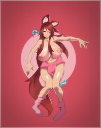 1futa animal_ears animal_humanoid animal_tail body_invasion breasts_out bulge closed_eyes feicui_lang(character) futa_only futanari kemonomimi negullust pink_background pink_shorts pink_socks simple_background sleeping slime solo solo_futa source_request tail topless