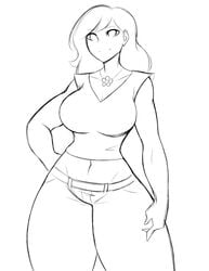 american_dragon:_jake_long breasts curvy disney disney_channel monochrome rose_(huntsgirl) rough_sketch thick_thighs