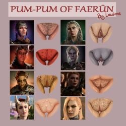 6+girls 8girls baldur's_gate baldur's_gate_3 dame_aylin faerun fanart female female_only jaheira karlach lae'zel laulime_art milf minthara ombrecoeur piercing pussy_chart shadowheart tav_(baldur's_gate) vagina vaginal_penetration vulva