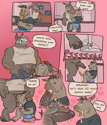 2020 age_difference anthro anthro_on_anthro anthro_penetrated anthro_penetrating anthro_penetrating_anthro asinus balls belly bodily_fluids boner bottomless bottomwear bunbunny_(artist) clothed clothing comic cum cum_in_mouth cum_inside deep_throat dialogue donkey duo english_text equid equine erection facial_hair father father_and_child father_and_son fellatio food fridge fully_clothed furniture furry genital_fluids genitals hair hairy hand_on_head heart hooves humanoid_genitalia humanoid_penis incest larger_male male male/male male_only male_penetrated male_penetrating male_penetrating_male mammal mature_male moustache nipple_outline oral oral_penetration pants_down parent parent_and_child partially_clothed penetration penile penile_penetration penis popsicle sex shirt shorts sitting size_difference smaller_male smallsrabbit son son_blowing_dad speech_bubble stool tank_top text topwear white_hair yaoi