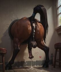 ai_generated ass_focus cellar cum cum_in_ass gay horse male stuck stuck_in_wall