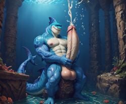 1boy ai_generated anthro balls bara big_balls big_muscles big_nipples big_pecs big_penis blue_body booster_rex cum cum_drip cum_in_water cum_on_body cum_on_penis cumshot daddy dilf ejaculation erect_nipples erection fish fully_submerged gay huge_balls huge_cock huge_muscles huge_nipples huge_pecs hunk hyper hyper_balls hyper_muscles hyper_penis kaiju male male_only marine masturbation muscular muscular_anthro muscular_male navel nipples nude orgasm pecs penis rumble_(film) shark solo tentacular_(rumble) underwater water