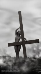 breasts crucifix dbd dead_by_daylight hips lunarademon naked nature outdoors sable_ward tattoo