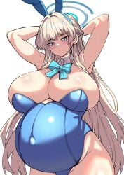 1girls belly big_breasts bunny_ears female massive_breasts pregnant tagme toki_(blue_archive) yuhancyan