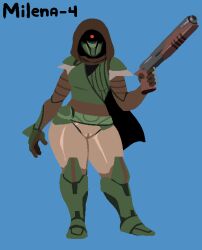 bottomless bottomless_female destiny_(game) destiny_2 exo guardian_(destiny) helmet hunter_(destiny) mask masked masked_female milena-4 oc original_character pussy ranged_weapon red_eyes robot_girl royalmilk20 shotgun tagme thick thick_legs thick_thighs thighs weapon wide_hips