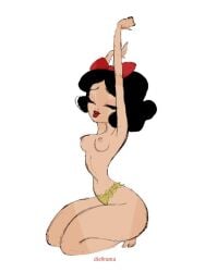 big_ass big_breasts breasts closed_eyes die0rama disney disney_princess nipples panties snow_white_(disney) snow_white_and_the_seven_dwarfs stretching topless topless_female yellow_panties