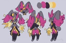 2024 anthro anthro_only banette bloowolfy breasts female fusion generation_3_pokemon generation_4_pokemon grin hi_res lopunny model_sheet nintendo open_mouth open_smile pokemon pokemon_(species) pokemon_fusion smile solo