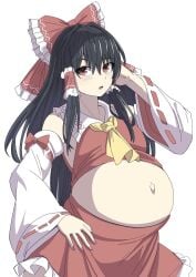 1girls belly big_breasts blush female pregnant ready_to_pop reimu_hakurei touhou yuhancyan