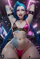 1girls ai_generated ass breasts dark-skinned_male jinx_(league_of_legends) latex latex_gloves league_of_legends league_of_legends:_wild_rift male penis pornlandlord