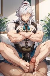 ai_generated at bara bara_butt bara_feet bara_tits best big big_ass big_feet big_pecs big_penis big_thighs bright crossed_arms cum detailed erection_under_clothes feet focus foot_fetish foot_grab foot_worship footjob footwear footwear_only gay gay_sex giant gold_eyes hair honkai:_star_rail honkai_(series) jing_yuan large looking male male_focus male_foot_fetish medium muscle muscular penis perfect precum precum_drip proportions quality shot skin testicles viewer well white_hair yellow_eyes