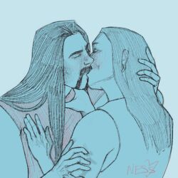 beard blush domination gay gay_kissing kissing kissing long_hair metalhead passionate passionate_kiss sensual submissive_male