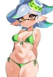 +_+ 1girls ai_generated blush cleavage closed_mouth earrings gradient_hair green_hair jtveemo's_style_stolen looking_at_viewer marie_(splatoon) medium_breasts mole mole_under_eye multicolored_hair nintendo novelai pointy_ears self_upload splatoon standing tentacle tentacle_hair white_hair yellow_eyes