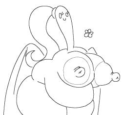 areolae armless big_areola black_and_white breasts female homestar_runner huge_breasts invisible_hands looking_at_viewer marzipan nipples raw_fish sketch solo thick_thighs