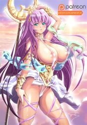 1girls accessories areolae athena_(saint_seiya) big_breasts blue_green_eyes breasts breasts_focus deity dress fat_breasts female female_focus female_only goddess legs long_hair looking_at_viewer nipples panties pink_areolae pink_nipples purple_hair saint_seiya saori_kido shounen_jump solo solo_female thighs very_long_hair visible_areolae visible_nipples white_dress