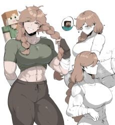 1girls abs ai_assisted ai_generated alex_(minecraft) ass big_ass big_breasts big_thighs blush breasts buff butt fan_design female female_focus female_only huge_ass huge_breasts huge_thighs masoq095 minecraft muscular muscular_female orange_hair strong_woman sweat thick_hips thick_thighs thighs