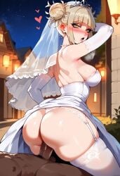 1boy 1girls ai_generated anal anal_sex bare_legs bare_shoulders big_ass big_breasts big_butt blonde_hair blush bridal_gauntlets bride choker curvy curvy_figure dark-skinned_male dark_skin dress_lift female_focus from_behind from_behind_position hair_bun heart himiko_toga holythighships huge_ass huge_breasts huge_butt interracial light-skinned_female light_skin looking_at_viewer muscular_male my_hero_academia panties penetration penetration_from_behind presenting_ass sex thick_ass thick_thighs thighhighs thighs toga_himiko voluptuous voluptuous_female wedding_dress wedding_lingerie wedding_veil white_body white_dress white_panties white_skin yellow_eyes