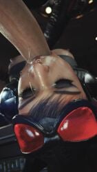 3d batman_(series) blowjob bound bound_arms bound_wrists catwoman catwoman_(injustice) cum dc dc_comics dripping dripping_cum female female_focus female_only futa_on_female futanari harleen_quinzel harley_quinn harley_quinn_(injustice) rescraft selina_kyle semen yuri