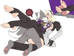 corrin_(fire_emblem) corrin_(fire_emblem)_(female) creampie cum feet foot_fetish foot_focus footjob furry grabbing_breasts human_on_anthro human_on_furry kissing leg_lock msyddod soles super_smash_bros. wolf_o'donnell x-ray