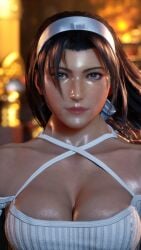 1girls big_breasts cleavage female female_only jun_kazama kazama_jun mature_female milf mod omegaxsmash sweat tekken tekken_8