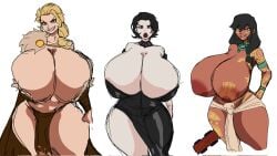 3girls big_ass big_breasts dark-skinned_female dress female h3_sama huge_ass huge_breasts original original_character partially_clothed tattoos thick_thighs thighs tribal twitter_link twitter_username vampire vampire_girl viking viking_female wide_hips