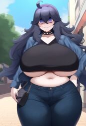 ai_generated choker hex_maniac huge_ass huge_breasts jeans large_ass large_breasts lubbasdump pokemon purse wide_hips