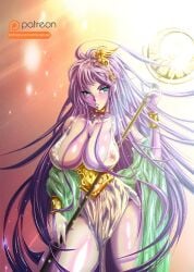 1girls accessories areolae areolae_visible_through_clothing athena_(saint_seiya) big_breasts blue_green_eyes breasts breasts_focus deity dress female female_focus female_only goddess long_hair looking_at_viewer nipples nipples_visible_through_clothing pink_areolae pink_nipples purple_hair saint_seiya saori_kido shounen_jump solo solo_female very_long_hair visible_areolae visible_nipples white_dress