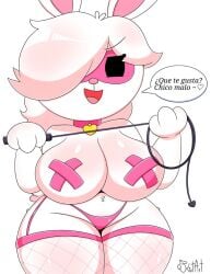 bdsm_outfit big_ass big_breasts bondage brawl_stars brown_(line) colette_(brawl_stars) cony_(line) covered_nipples curvy dominant el_primo_(brawl_stars) furry horny kiut_arts line_(app) rabbit spanish_text thick_thighs villainess voluptuous wants_to_be_fucked whip