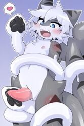 ai_upscaled blue_eyes blush changed_(video_game) edit furry furry_only heart lowres male shark shaved_pussy small_penis tentacle tiger_shark_(changed) upscaled white_hair