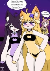 3girls black_hair bra chat_box exibitionism feline female female_only femboy femboy_on_female fox fox_ears fox_tail fur furry furry_ears genderswap_(mtf) karmavt kendomurft latam_virtual_youtuber nude_female panties purple_eyes soaring spanish_text surprised thick_thighs tony_x_play tonyxplay virtual_youtuber vtuber vtuberfanart waton white_body white_fur yellow_fur yellow_hair youtube youtube_hispanic