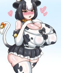 1girls big_breasts big_thighs blush breasts busty female female_only giant_breasts gigantic_breasts holstein_friesian_cattle_(kemono_friends) huge_breasts huge_thighs kemono_friends large_breasts large_thighs massive_breasts sangchussam thick_thighs thighs voluptuous