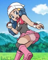 1girls ass ass_focus blue_hair breasts dawn_(pokemon) female female_only npc npc_trainer poke_ball pokemon pokemon_dppt pokemon_trainer upskirt witchuus