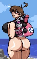 1girls backpack beach big_ass big_breasts blush bottomless royalmilk20 sex_toys solo_female tagme thick_thighs umihara_kawase umihara_kawase_(character)