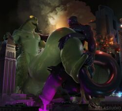 3d_(artwork) 4_arms 6_eyes anthro balls big_balls big_penis black_body building building_destruction corinoch destruction digital_media_(artwork) duo explosion frottage gastropod genitals glowing glowing_eyes glowing_genitalia glowing_penis glowing_precum goo_creature green_body green_penis huge_balls huge_cock hybrid_genitalia hybrid_penis hyper hyper_balls hyper_genitalia hyper_penis long_penis low-angle_view macro male male/male medial_ring medial_ringed_hybrid_penis mollusk monster mouthless multi_arm multi_eye multi_limb muscular muscular_male penetration penile penis purple_penis purple_precum sex slug slug_(wattchewant) tail tail_fetish tail_in_penis tail_insertion tail_play tail_sex urethral urethral_penetration zillastudio