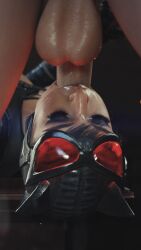 3d batman_(series) blowjob bound bound_arms bound_wrists catwoman catwoman_(injustice) cum dc dc_comics dripping dripping_cum female female_focus female_only futa_on_female futanari harleen_quinzel harley_quinn harley_quinn_(injustice) rescraft selina_kyle semen yuri