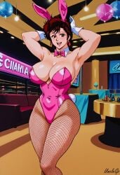 1girls ai_generated armpits big_breasts bunny_ears bunny_girl bunnysuit casino city_hunter cleavage fishnet_stockings huge_breasts kaori_makimura leotard retro_artstyle self_upload stable_diffusion standing unclego