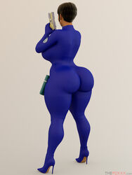 1girls 3d 3d_(artwork) agent_honeydew ass back back_view backside black_hair breasts bust busty cartoon_network curvaceous curves curvy curvy_body curvy_female curvy_figure curvy_hips dexter's_laboratory dial_m_for_monkey female female_focus female_only high_heels hips hourglass_figure human legs light-skinned_female light_skin lower_body mature mature_female mature_woman round_ass short_hair solo solo_female solo_focus thefoxxx thick_ass thick_legs thick_thighs thighs upper_body voluptuous waist watermark