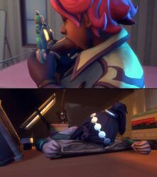 1futa 1girls 3d blowjob cute derringersfm erection fellatio futa_on_female futanari large_penis light-skinned_female light-skinned_futanari light_skin maeve_(paladins) paladins penis pink_hair portal portal_sex tight_throat ying_(paladins)