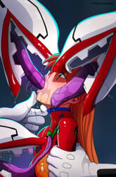 1girls asuka_langley_sohryu between_breasts blue_eyes breasts chin_grab clothing defeated extreme_french_kiss face_lick female female_human forced hirume human kissing licking light-skinned_female light_skin long_hair mass_production_eva monster neon_genesis_evangelion orange_hair pilot_suit plugsuit red_hair restrained saliva size_difference the_end_of_evangelion tongue tongue_in_mouth tongue_penetration