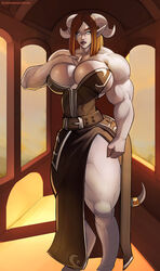 1girls breasts bubblebadassbutts cleavage draenei female female_only huge_breasts muscles muscular muscular_female solo thick_thighs thunder_thighs world_of_warcraft