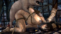 1animal 1boy 1girls 3d assisted_rape bondage dirty drooling feral ff7sfm foot_on_head gag humiliation lara_croft lara_croft_(survivor) mounting mud nipples open_mouth_gag piercings pig rape restrained sex_slave source_filmmaker submissive suid suina sus_(pig) tomb_raider tomb_raider_(survivor) tongue_out zoophilia