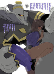 1girls 1other absurd_res ambiguous_gender ambiguousdom anthro anthro_penetrating blush clothing dark-skinned_female duo dusknoir female female/ambiguous female_human femsub ghost hi_res high_heels human human_penetrated humansub imminent_sex japanese_text kwns_s_(nemu) large_tongue larger_ambiguous larger_male licking mammal nail_polish nintendo penetration pokémon_(species) pokemon pokephilia purple_nails size_difference smaller_female smaller_human text tongue tongue_out translation_request video_games