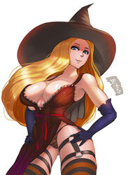 1girls alternate_breast_size alternate_costume besthetz big_breasts black_hat blonde_hair blue_eyes breasts capcom curvy female gloves halloween hat hips kolin_(street_fighter) legwear lipstick long_hair looking_at_viewer muscular muscular_female panties smile solo street_fighter street_fighter_v striped_legwear striped_panties thick_thighs underwear wavy_hair wide_hips