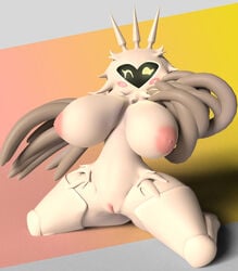 2020 3d 3d_(artwork) animal_humanoid anthro areola arthropod arthropod_humanoid big_breasts blender blush breasts digital_media_(artwork) fecharis female feral fur genitals glowing glowing_eyes hair hi_res hollow_knight huge_breasts humanoid insect_humanoid insects inverted_nipples lepidopteran lepidopteran_humanoid looking_at_viewer moth moth_humanoid mrlolzies101 multi_arm multi_limb nipples non-mammal_breasts nude pussy radiance_(hollow_knight) simple_background solo team_cherry tentacle tentacle_arms thick_thighs video_games white_body white_eyes white_fur white_skin wide_hips